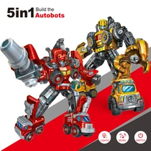 

New Product Children's DIY Deformed Robot Toy King Kong Five-in-one Removable Construction Vehicle Excavator Fire Truck Series