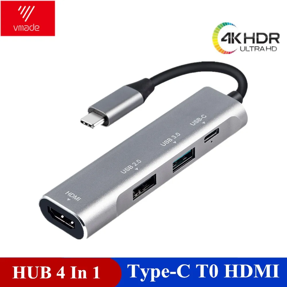 

Vmade 4 in 1 USB HUB USB C HUB Adapter to HDMI PD port Converter for MacBook Pro Type C HUB for Huawei P20 Mate 20 Pro 3.1 HUB