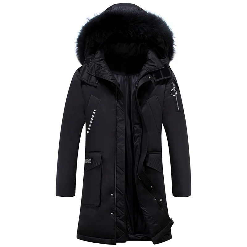 2019 Winter New Men's Red Down Jacket Fashion Casual Fur Collar Hooded Thicken Duck jackets Coats Male Brand Clothing | Мужская