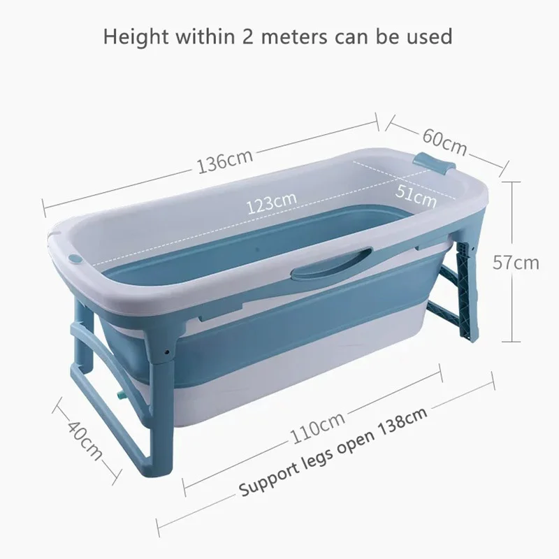 Складная бочка для взрослых, удлиненная 1,36 м, пластиковая утолщенная ванна для взрослых и детей