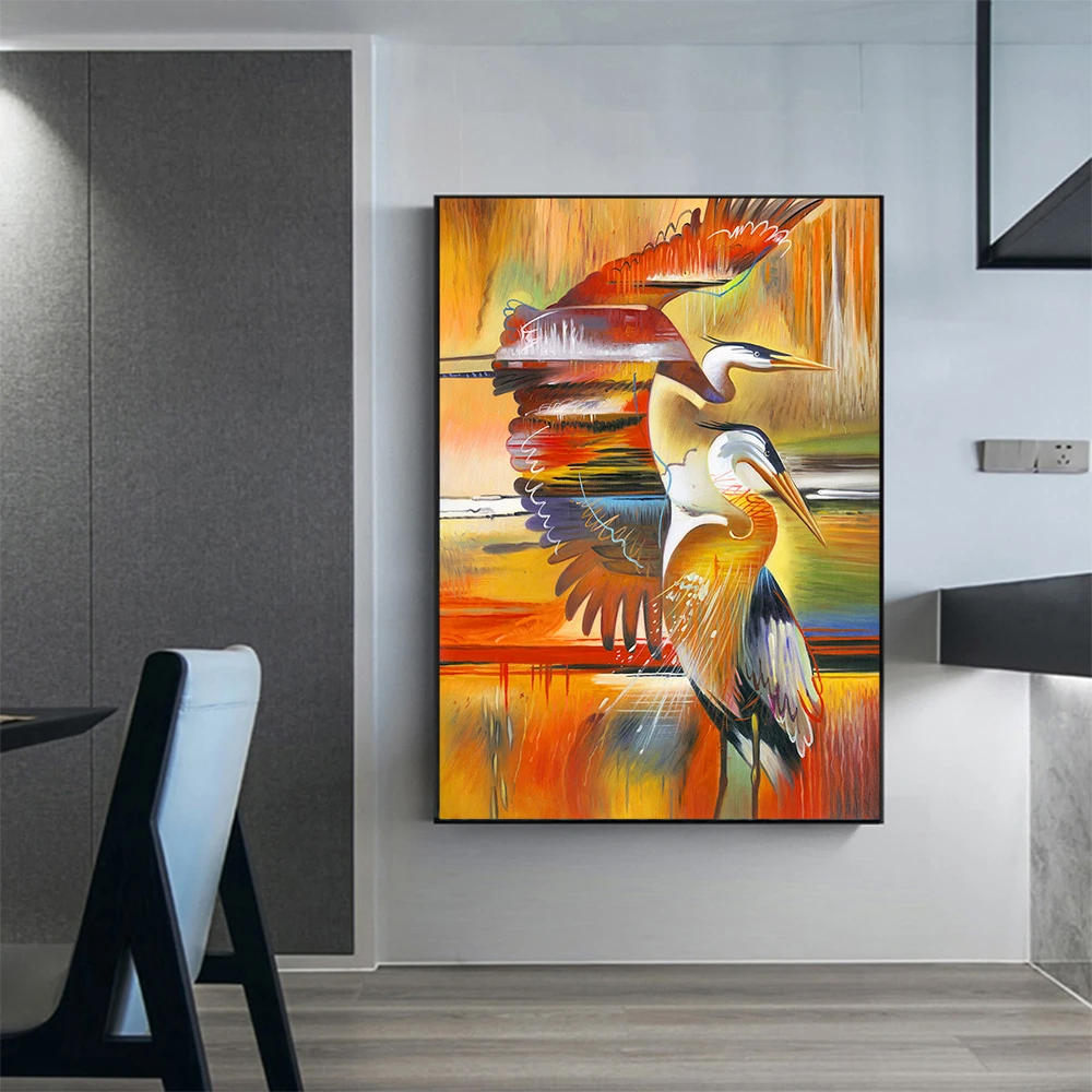HDARTISAN стены искусства холст печать птица аист животных картина для гостиной домашний Декор без рамки