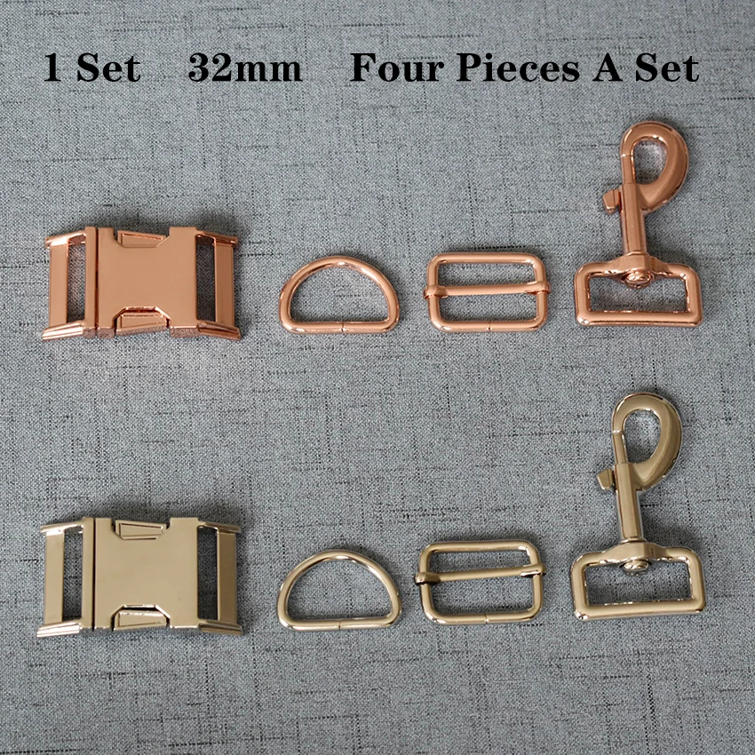 

1 Set 32mm Metal D Ring+Snap Hook+Adjustable+Release Buckle DIY Dog Collar and Leash Accessories 4JT32mm7826