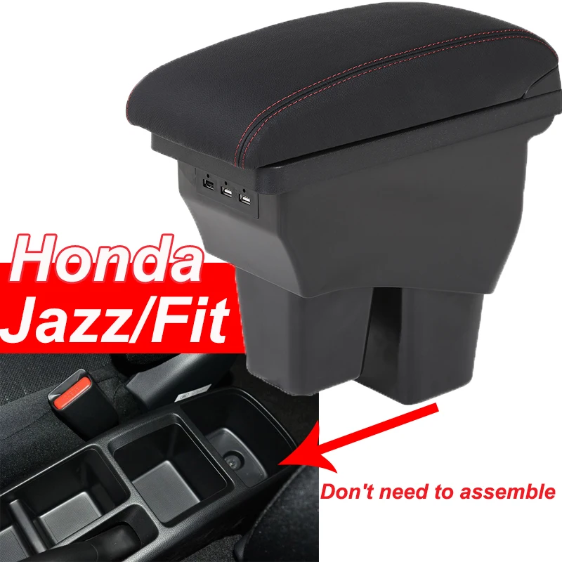 Для Honda Jazz Fit подлокотник коробка Универсальная автомобильная центральная консоль smart forfour caja модификация двойной поднят с USB без сборки