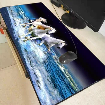 

XGZ White Horse Animal Speed Mouse Pad Large Locking Edge Gaming Gamer Mats Computer Office Keyboard Thicken Table Mats MousePad