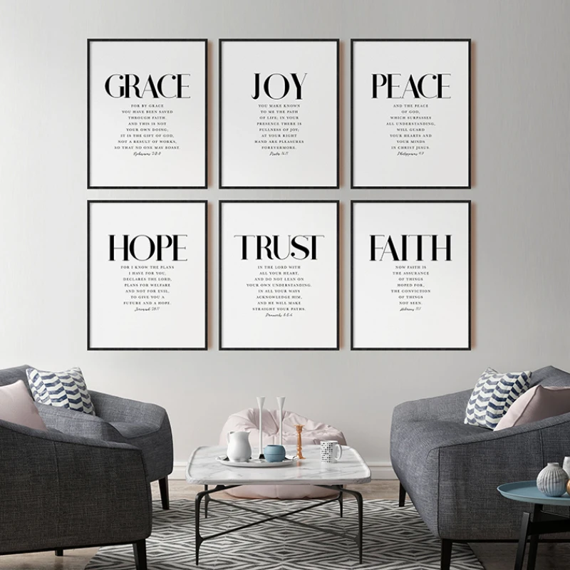 Trust Hope Bible Verse Scripture Canvas Painting Christian Wall Art Poster Print Living Room Simple Modern Home Decor Pictures | Дом и сад