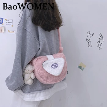

BaoWomen Elegant Female Plaid Tote bag 2021 Winter Quality Soft Plush Woman Designer Handbag Shoulder Messenger Bags Wholesale