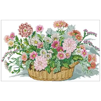 

A basket of flowers patterns Counted Cross Stitch 11CT 14CT 18CT DIY Chinese Cross Stitch Kit Embroidery Needlework Sets