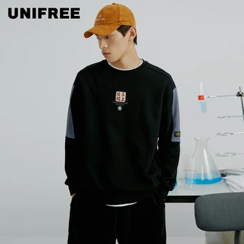 

UNIFREE2020 Spring New Men's Crewneck Print Loose Letter Turtleneck Dress U193A052VV-1