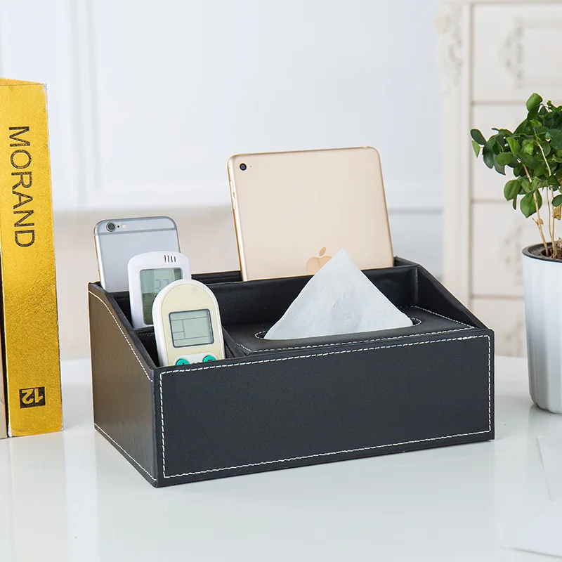 

Multi-functional Leather Tissue Box Creative Simple Household Multifunctional Storage Box Living Room Paper Extraction Box Custo