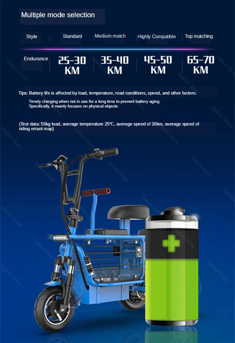 10 Inch Mini Electric Scoooter Three Wheel Electric Scooters With Backshift System 48V 350W 30AH 25KMH Electric Adult Tricycle (5)