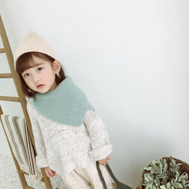 2019 новый милый детский вязаный хлопковый теплый шарф шаль с треугольным