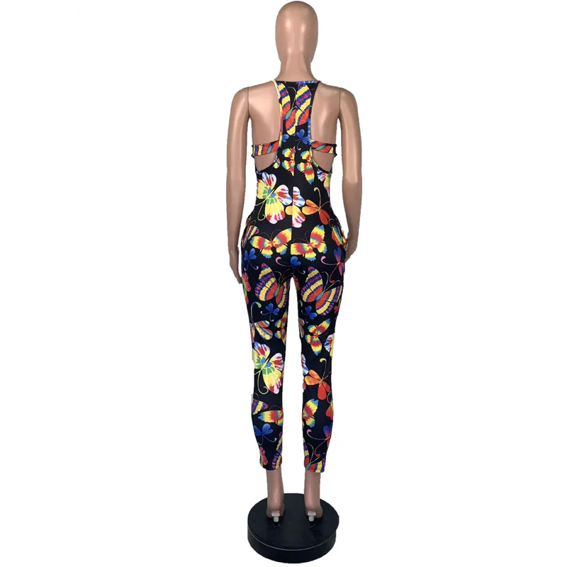 Butterfly Floral Print Rompers Womens Jumpsuit Spaghetti Strap Sleeveless Bodycon Playsuit Casual Deep V Neck Backless Bodysuit Butterfly Floral Print Rompers Womens Jumpsuit Spaghetti Strap Sleeveless Bodycon Playsuit Casual Deep V Neck Backless Bodysuit