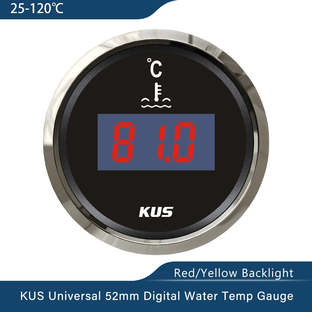 Neue KUS 52mm Auto Boot Digitale Wasser Temp Meter für Auto Turbo Boost  Wasser Temperatur Anzeige 25-120 Celsius 12V 24V - AliExpress