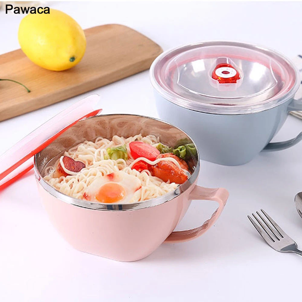 

Korean Double-layer Insulated Instant Noodle Bowl Bento Box Stainless Steel Lunch Box Leak-Proof Bento Lunch Box Food Container
