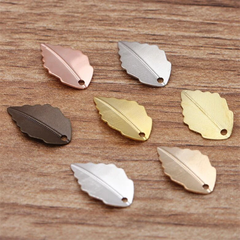50pcs 10x17MM Metal Leaf Charms DIY Jewelry Vintage Bracelet Necklace