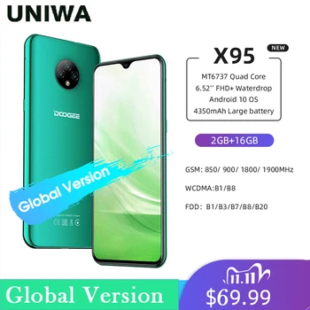 Перейти на Алиэкспресс и купить Мобильный телефон DOOGEE X95, 4G LTE, Android 10, экран 6,52 дюйма, тройная камера 13 МП, 2 Гб ОЗУ 16 Гб ПЗУ, MTK6737, 4350 мАч