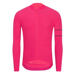 Cycling Jacket Autumn Long Sleeve Thermal Fleece - Colorful Winter Bike Jersey - XXL (YTJZ735 pink)