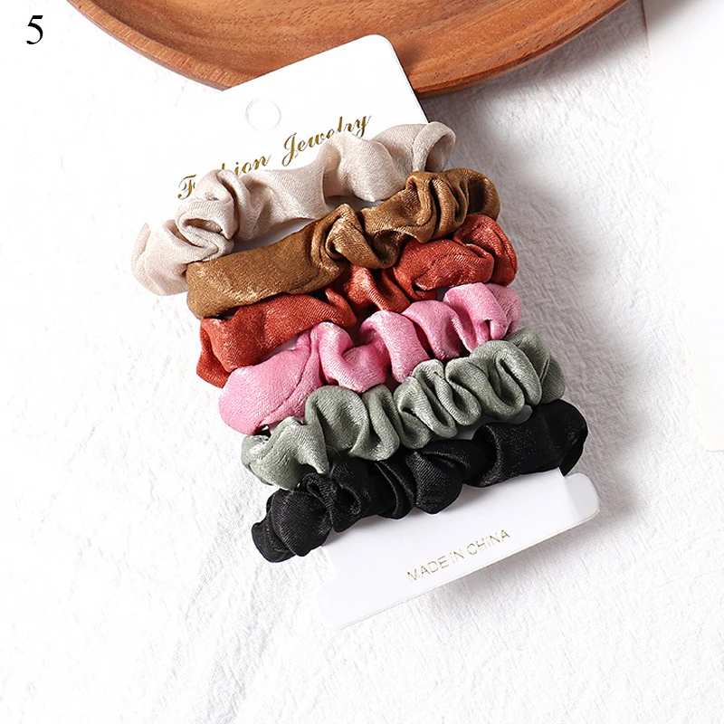 1 Set Scrunchies Hair Ring Candy Color Hair Ties Rope Autumn Winter Women Ponytail Hair Accessories 4-6Pcs Girls Hairbands Gifts