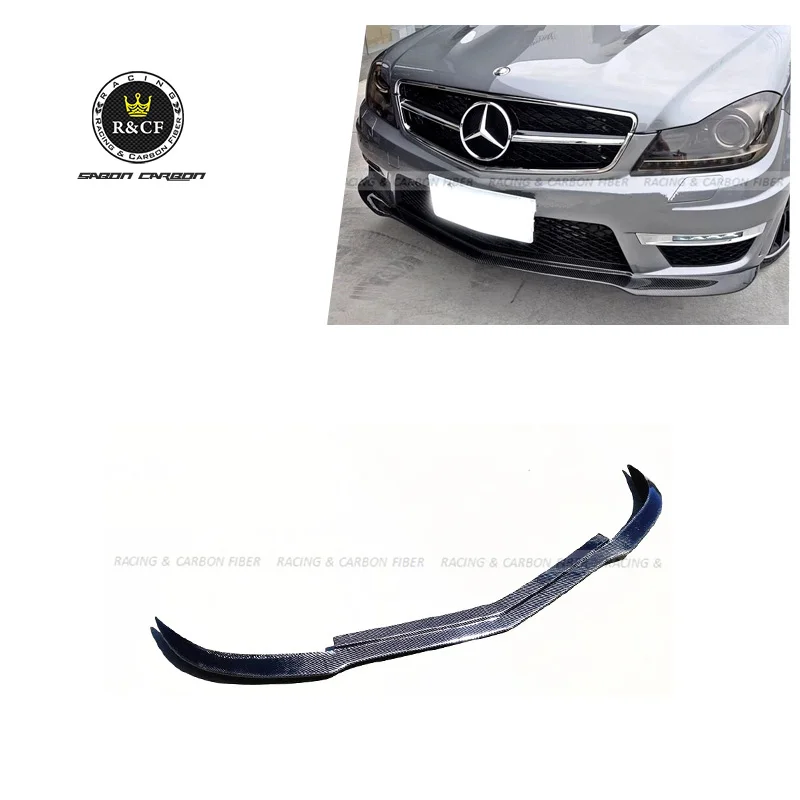 2012 + C63 AMG Черная Серия стильный передний спойлер из углеродного волокна для BENZ