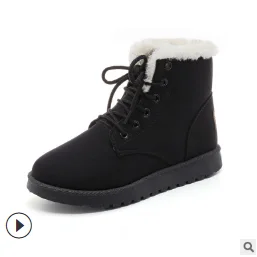 Belbello New Martin boots Comfortable warm winter go out shoes non-slip fashion women shoes - Цвет: black