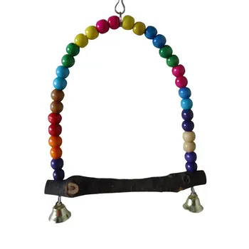 

Pet Toy Parrots Bird Stand Bar Swivel Ladder Bite Chew Toy Swing Elevated Station Bird Supplies Middle And Small Size