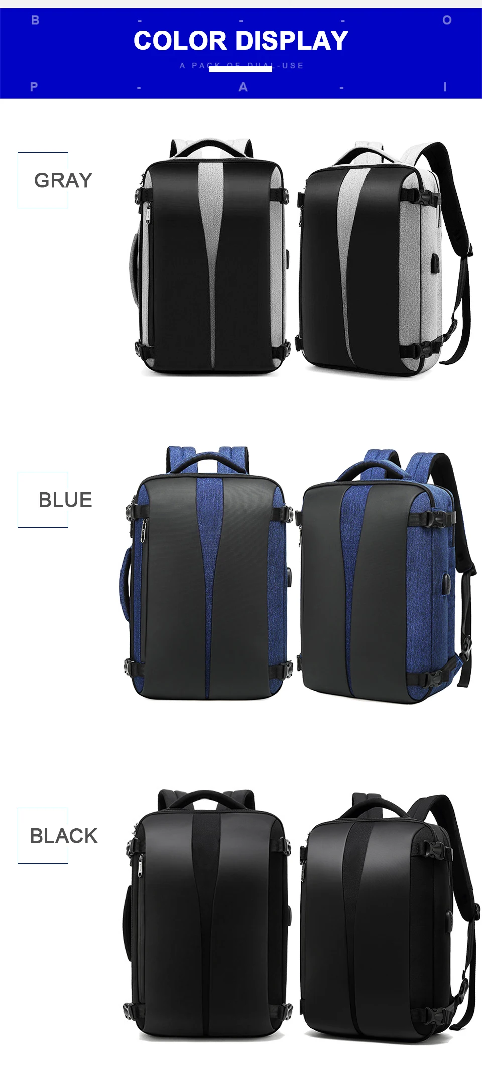 Men Backpack Anti Theft Travel Bagpack Laptop 15.6 Inch Notebook Waterproof Bags USB Charging Male Business Fashion Unisex Bag (13)