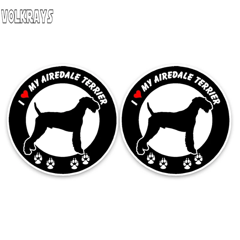 Volkrays 2 X модная наклейка на автомобиль I Love My Airedale Terrier аксессуары для собак