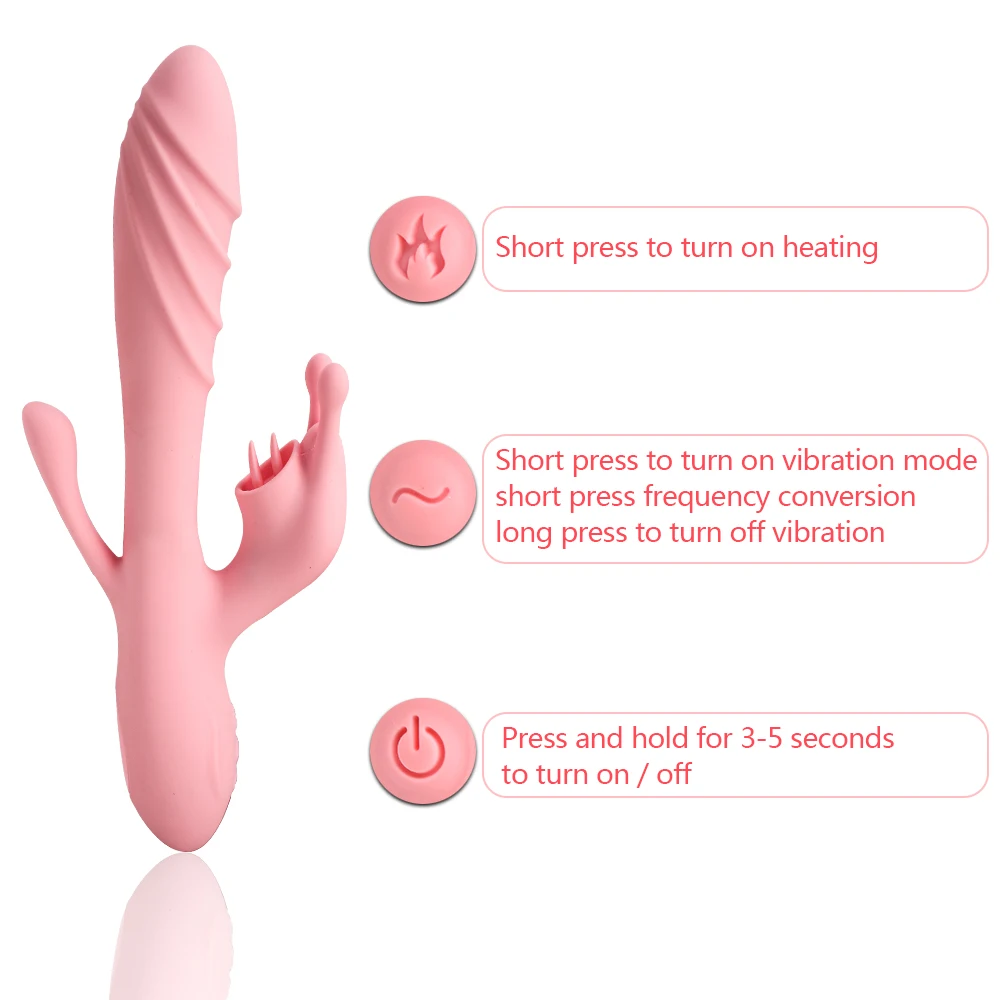 Frequency Heating Vibrator Tongue Licking Dildo G-spot Massager_voghion.com
