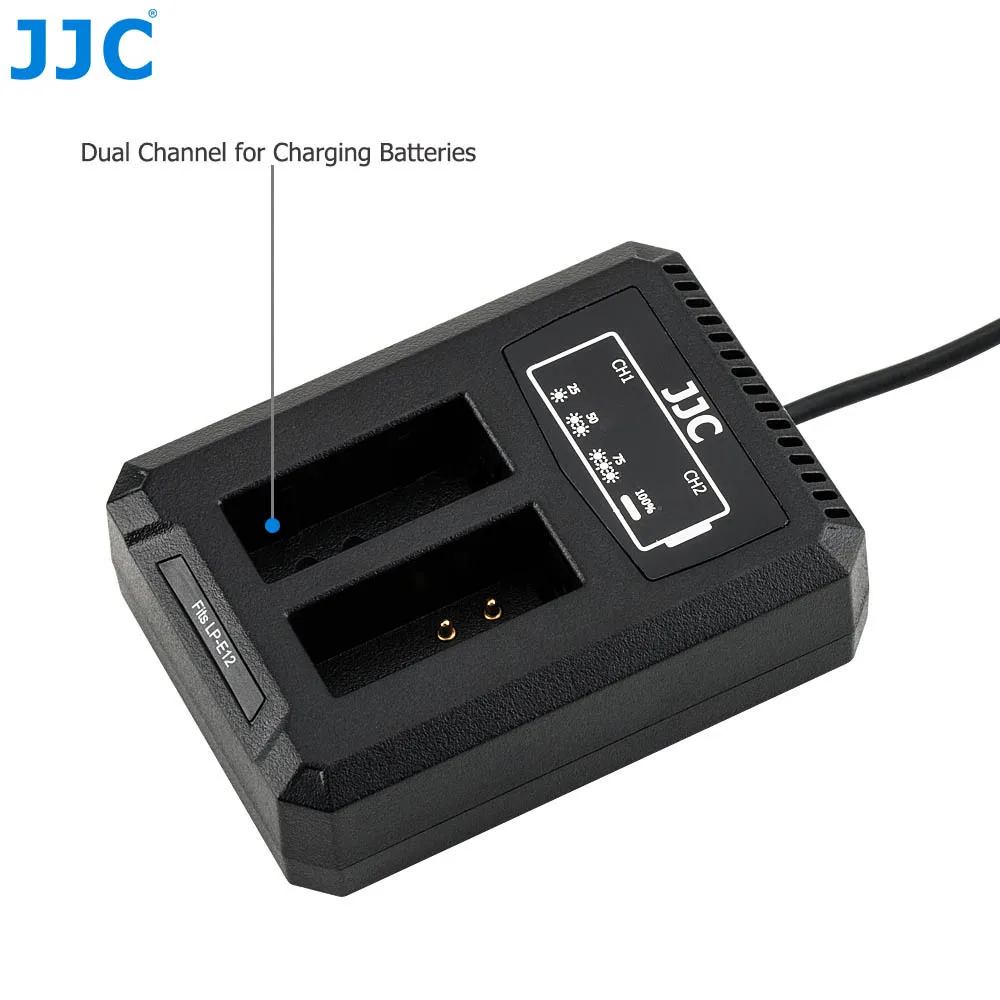 JJC USB двойное зарядное устройство для Canon LP-E12 LPE12 батареи на камеру Canon PowerShot SX70 HS EOS M M50 M100 заменяет LC-E12C
