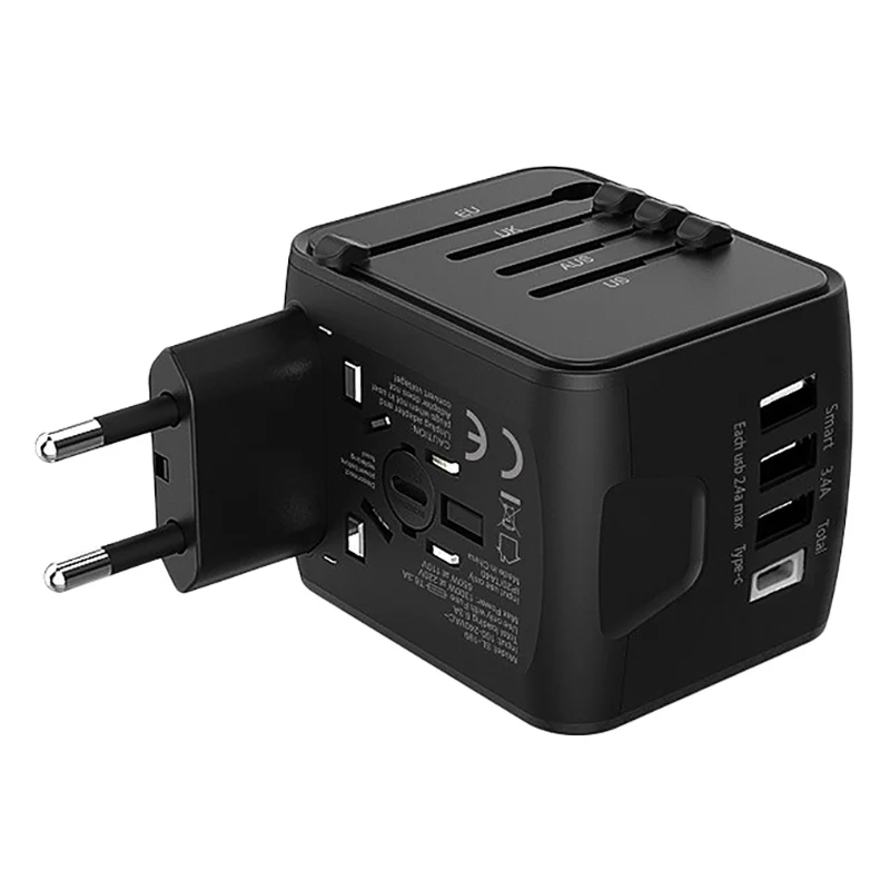 Дорожный адаптер, универсальный штепсельный адаптер, USB TYPE-C для США/Великобритании/ЕС/Австралии Международный адаптер питания
