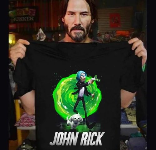 Футболка John Rick Jon Wick Rock And Morty из черного хлопка для мужчин и женщин модная футболка