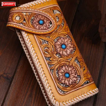 

New Women Wallet Card Holder Long Wallets Hand-stitched Pine Stone Inlay Snake Skin Leather Hand-stitched Hollow Carving Ladies