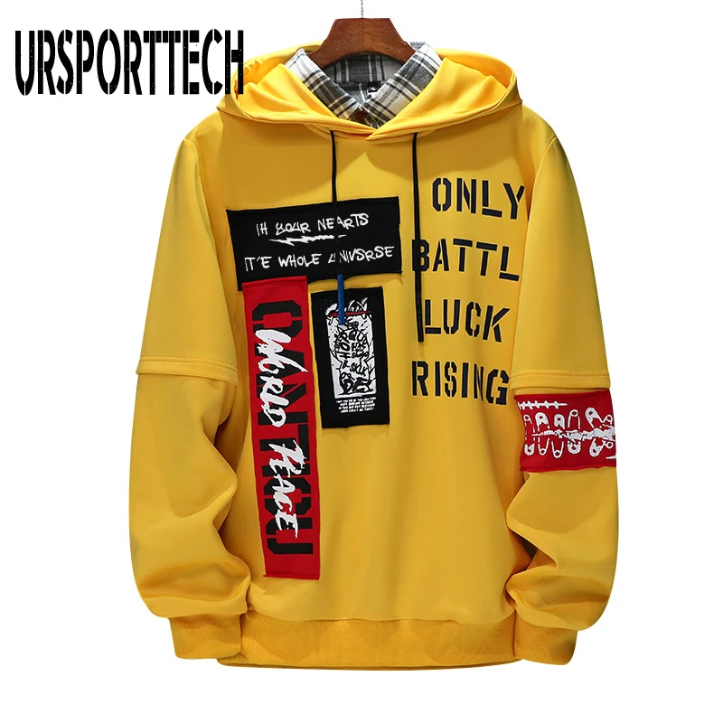  URSPORTTECH Brand New Men Hoodies Sweatshirts Men Letter Print Long Sleeve Hoodie Hip Hop Streetwea