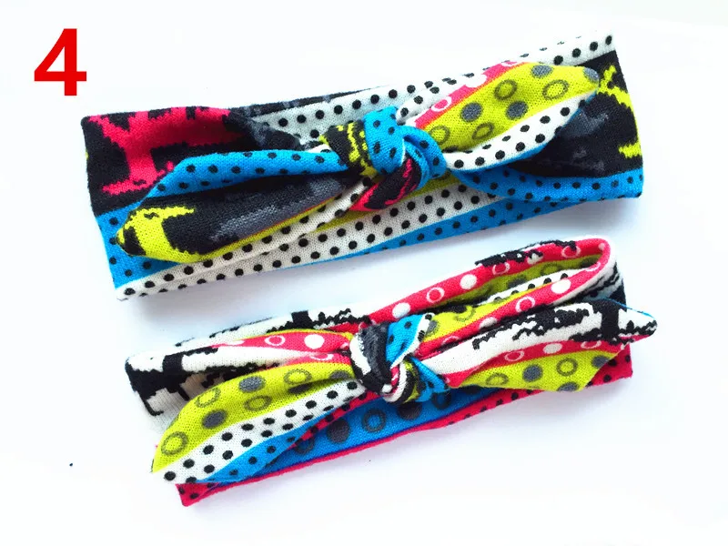 

Europe And America Parent And Child-Bow Elastic Hair Band Adults Children Knot Headband Rabbit Eared Printed Headband