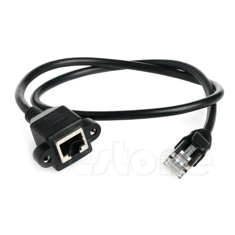 Новинка 0,6 м Ethernet Интернет сеть LAN RJ45 мужчин и женщин удлинитель кабель черный