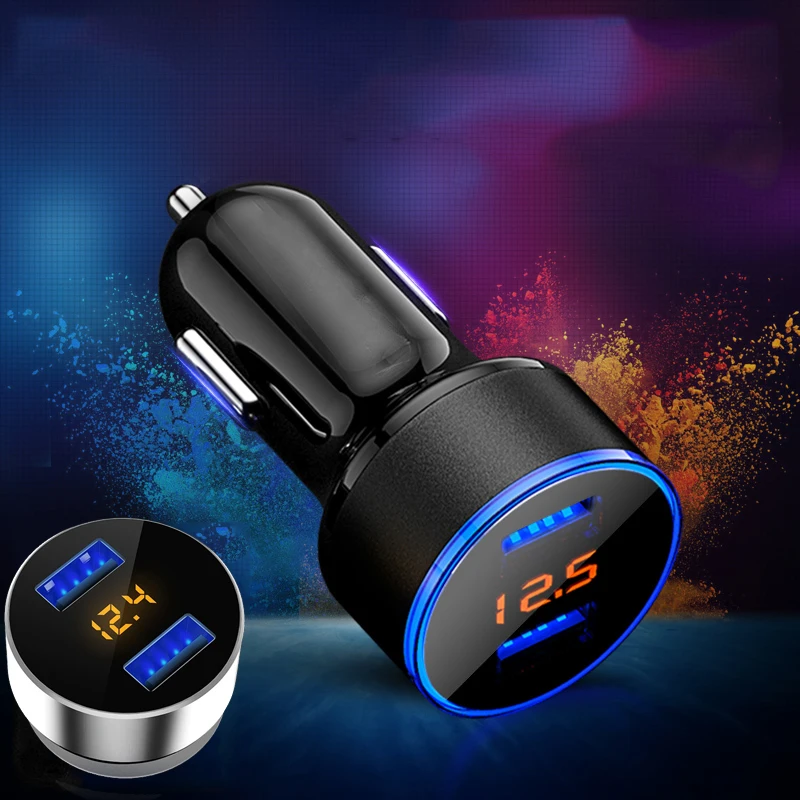 Автомобильное зарядное устройство для прикуривателя USB светодиодный дисплей 12 В