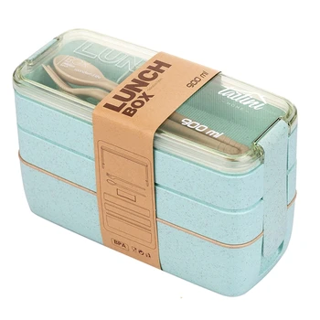

Wheat Straw Environmentally Friendly Lunch Box Multi-Layer Lunch Box Student Tableware Fresh-Keeping Box Custom Plastic Lunch Lu