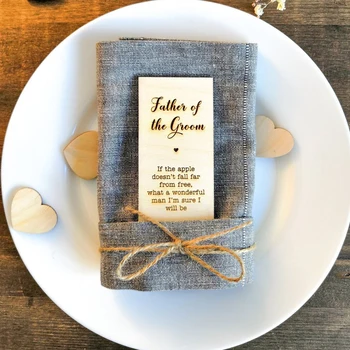 

Wooden Rectangular Anniversary Celebration Party VIP Seat Card and Bridesmaid Seat Retro Wedding Groom's Father Seat Card
