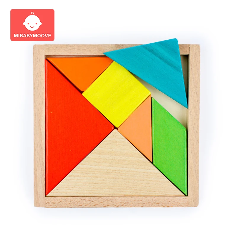 

New Wooden Tangram Puzzle Toy Children Creative Geometry Jigsaw Toy Jigsaw Puzzle Early Educational Toys Kids Mental Development