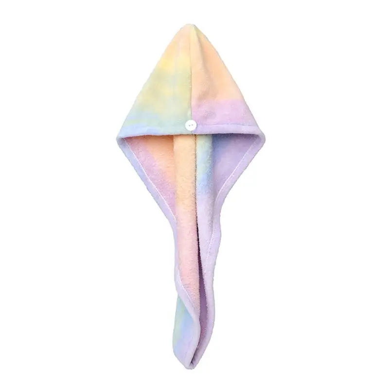 

Women Girls Tie-Dye Rainbow Colorful Towel Wrap Coral Velvet Microfiber Super Absorbent Thicken Quick Hair Dry Hat Bath Shower T