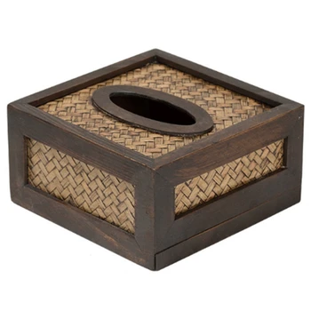 

Creative Storage Paper Drawer Box / Household Solid Wood Living Room Tissue Box / Rattan Wooden Napkin Tray