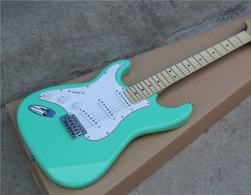 

Custom Electric Guitar,Left-hand Version,Sky Blue Color,White Pickguard,Maple Fingerboard with 22 Frets,can be Customized