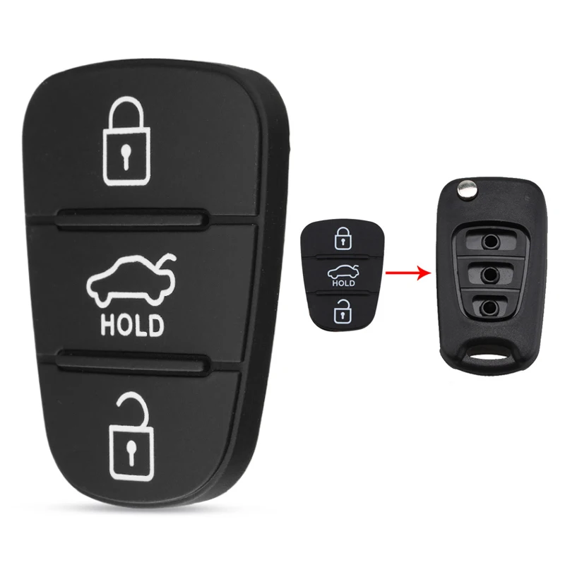 3 кнопки резиновая накладка вставка Замена подходит для hyundai Solaris Accent Tucson l10 l20 l30 Kia Rio Ceed флип дистанционного ключа автомобиля оболочки