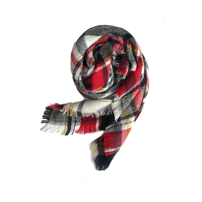 Модный осенне-зимний детский шарф для девочек, кашемировые теплые шерстяные клетчатые шарфы, квадратная шаль - Цвет: Коричневый