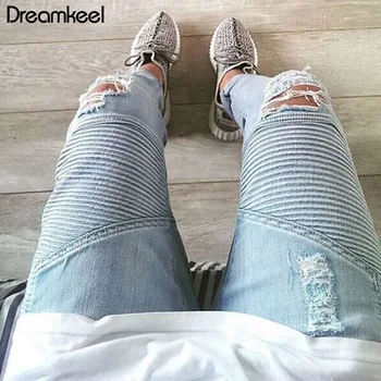 

2019 Mens Skinny Jean Distressed Slim Elastic Jeans Denim Biker Jeans Hip hop Pants Washed Ripped Jeans plus Size Y