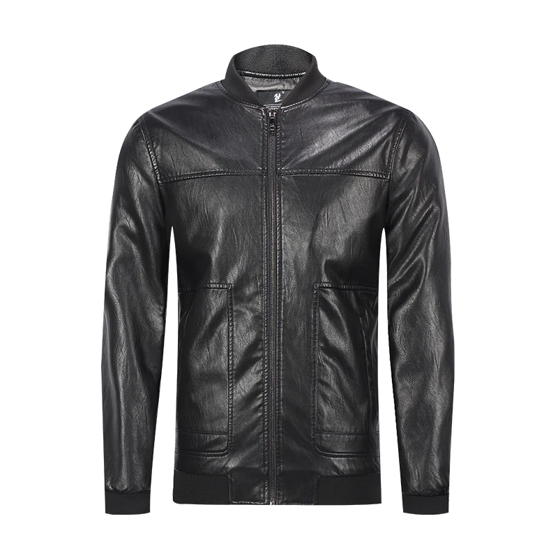 

New Soft Pu Jacket Men Short Slim Fit Motorcycle Faux Jackets Male stand Collar black Leather Coat LX2595