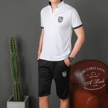 Летняя мужская спортивная одежда, спортивный костюм с короткими рукавами, футболки, толстовка+ штаны, беговые пробежки, Повседневная тренировка, спортивный костюм для упражнений