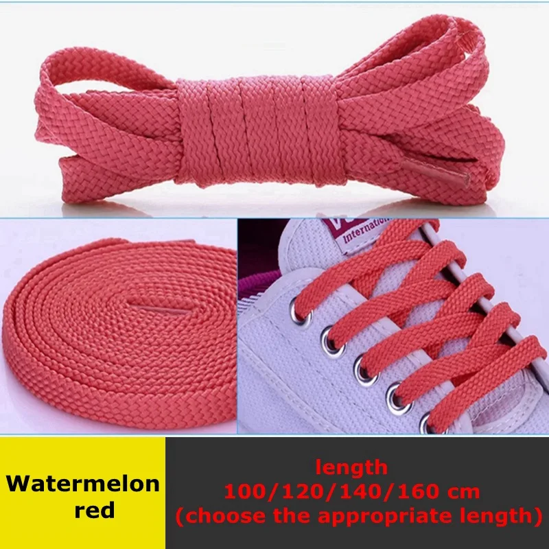 1 пара классических плоских шнурков, двойные полые тканые шнурки для обуви 100 см/120 см/140 см/160 см, шнурки для спорта и отдыха на открытом воздухе - Цвет: watermelon red