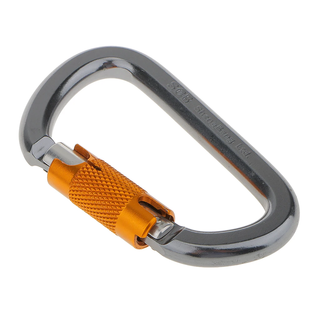 28KN Rock Climbing Rappelling Tree Carving Carabiner Screw Locking Key Chain Camping Hiking Climbing Accessories