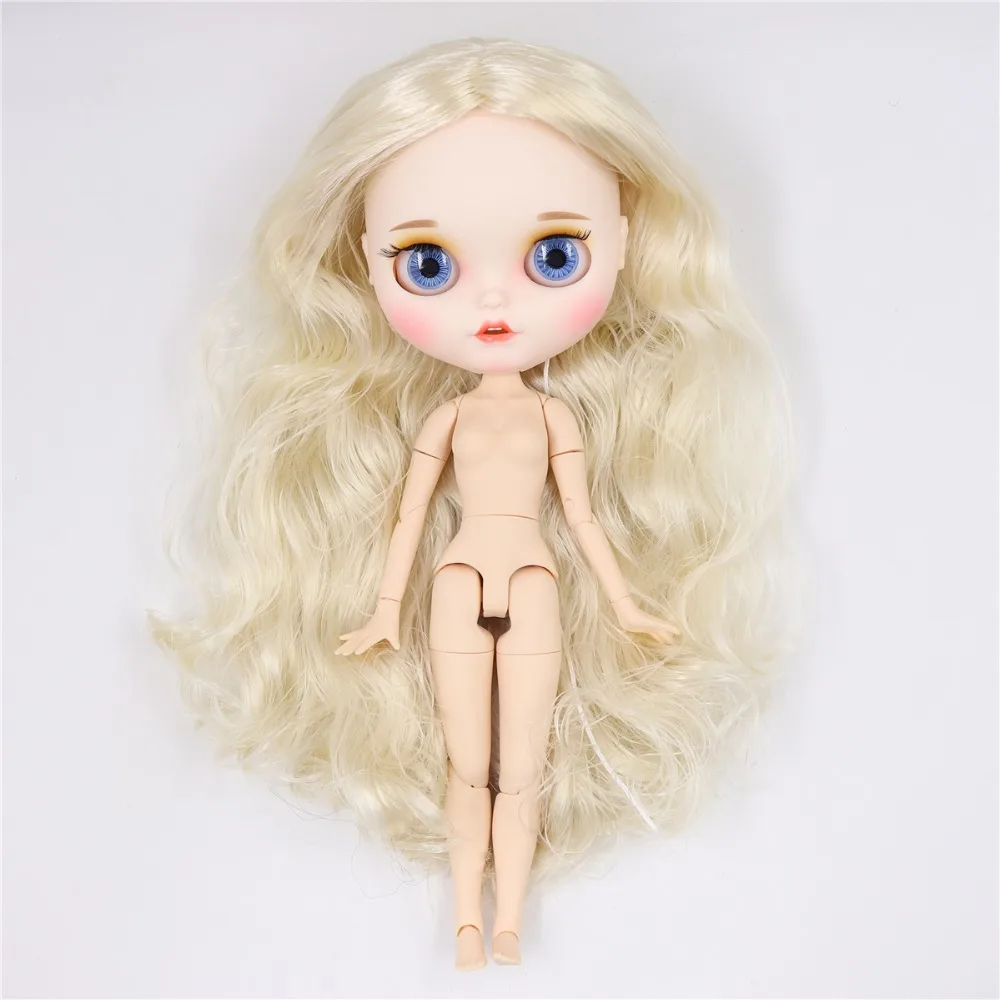 Neo Blythe Doll with Blonde Hair, White Skin, Matte Smiling Face & Custom Jointed Body 1